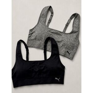 Puma‎ Large Seamless Sports Bra 2 Pack Women Black Gray Heather